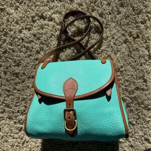 Dooney & Bourke Vintage Mint Green Leather Satchel with Brown Accents
